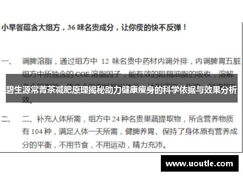 碧生源常菁茶减肥原理揭秘助力健康瘦身的科学依据与效果分析